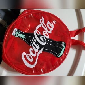 Vintage Nostalgic Coca-Cola Red Round Clear Backpack/bag, Purse 1997 With Tags